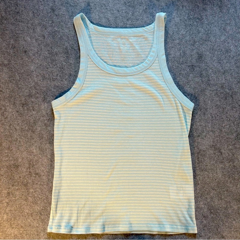 American Eagle tank top, size Medium, blue and white strip, NWOT